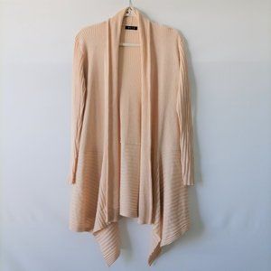 BLVD Womens Beige Long Sleeve Shawl Lapel Open Front Cardigan Sweater Size M